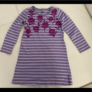 Tea Collection Dress 5 Purple Stripes Long Sleeve